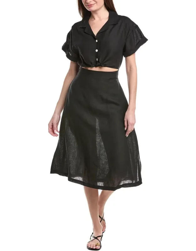 Playa Cut Out Linen Midi Dress