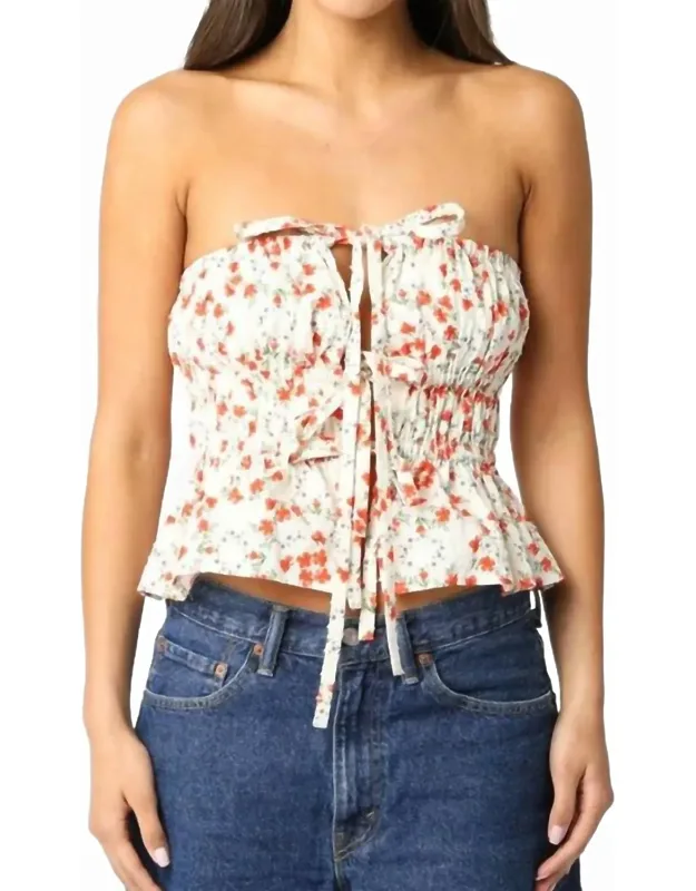 Ruffled Top In Floral Print