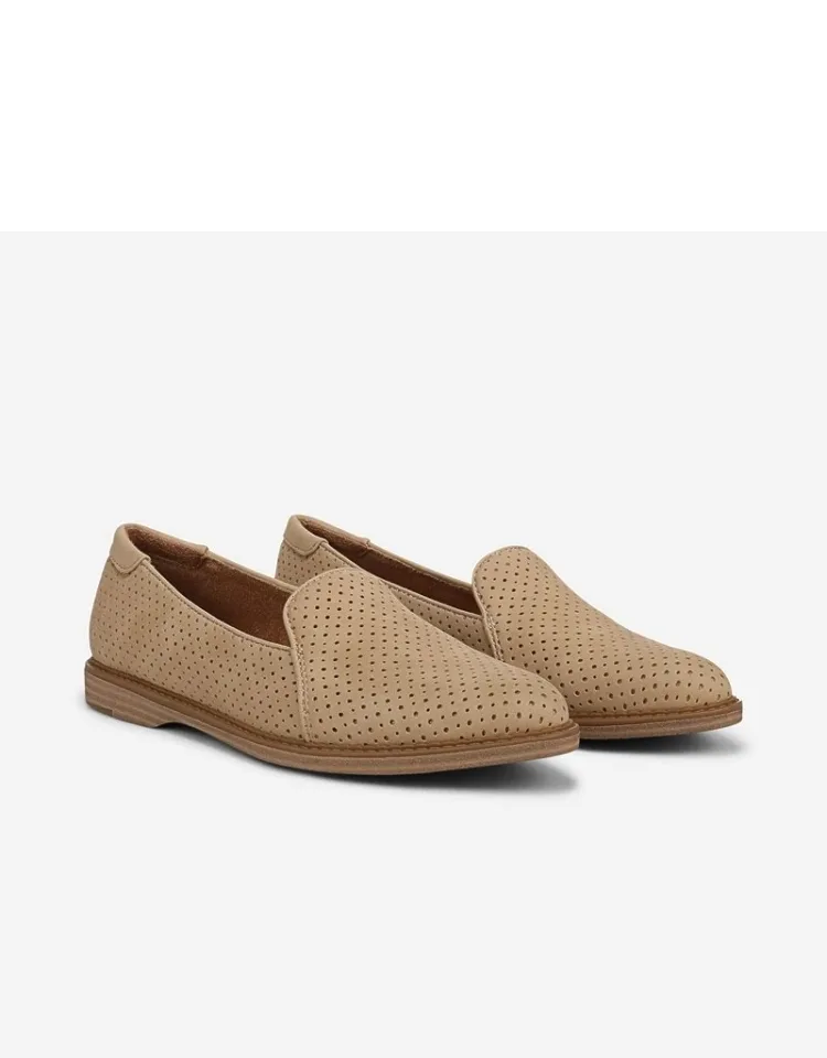 Yippee Slip On Shoes, Perforated Faux Leather, Loafer Style, Almond Toe