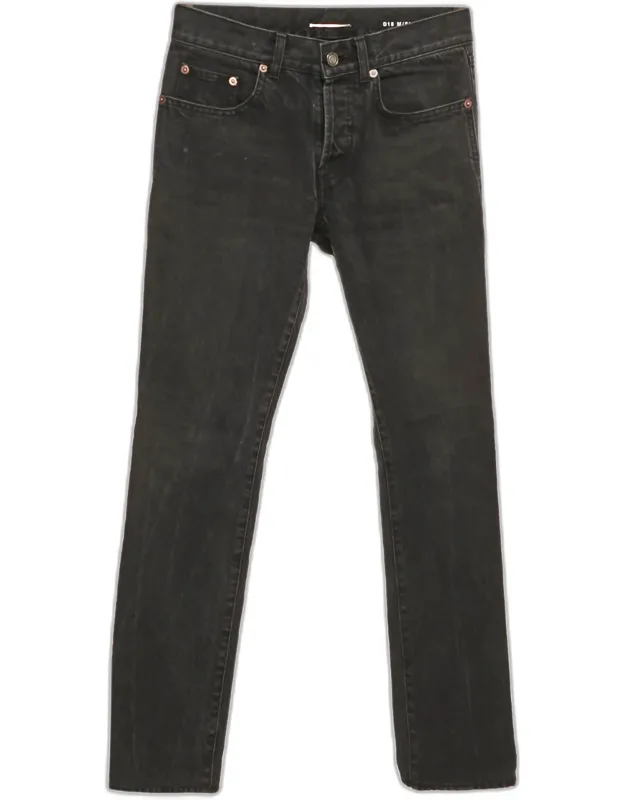 Black Denim Straight Leg Jeans
