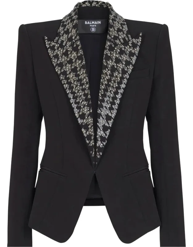 Embroidered Button Blazer