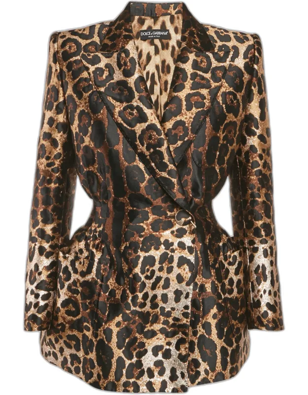 Leopard Jacquard Structured Blazer
