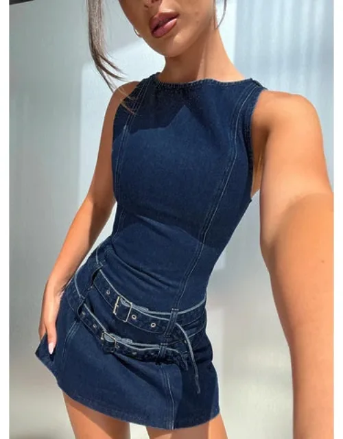 Kainer Denim Buckle Mini Dress