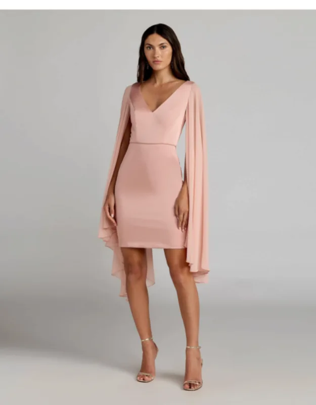 V-neck Cape Sleeve Mini Dress