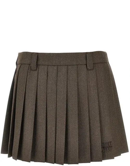 Pleated Wool Mini Skirt
