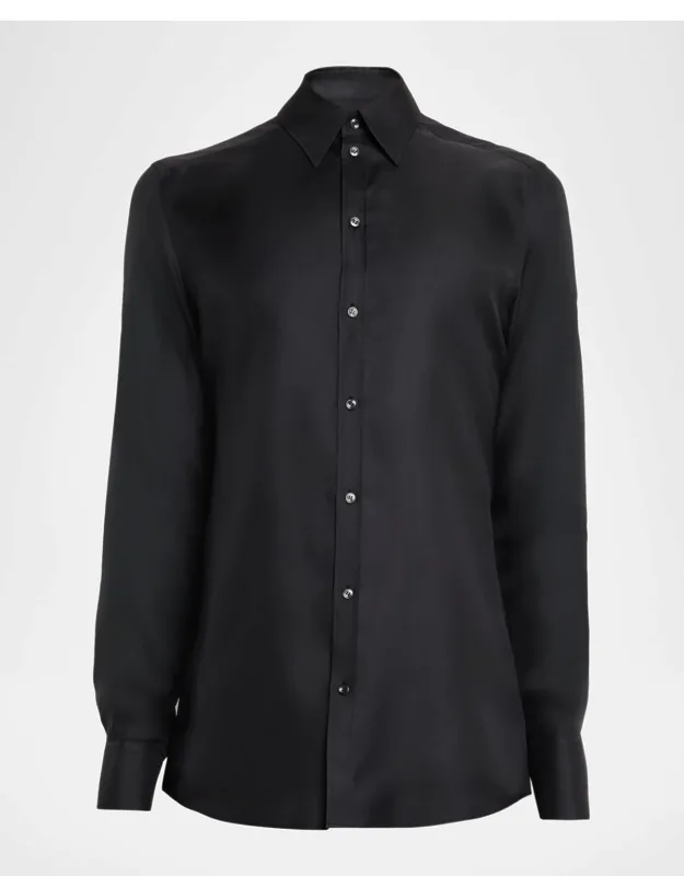 Silk Satin Classic-fit Dress Shirt