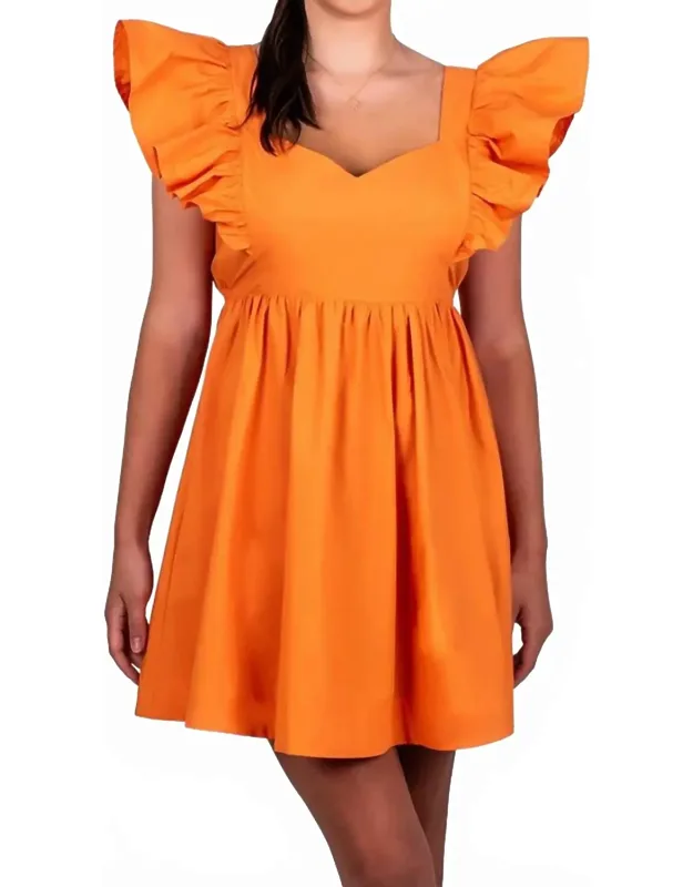 Ruffle Sleeve Tie Back Dress