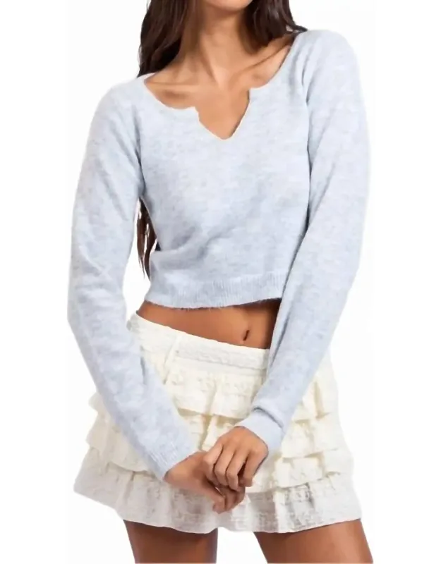 Marled Notch Neck Sweater