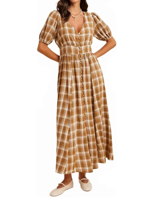 Plaid Button Down Maxi Dress