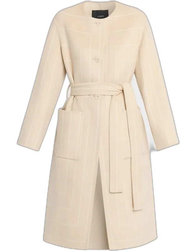 Belted Geometric Double-face Coat