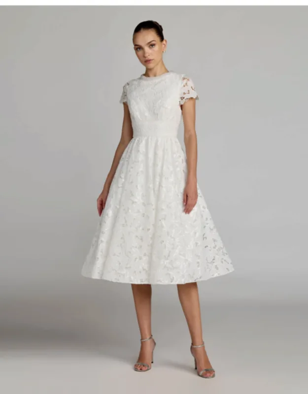 Embroidered Lace A-line Midi Dress