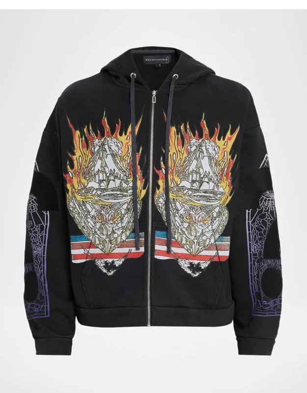 Engulfed Memories Cotton Full-zip Hoodie