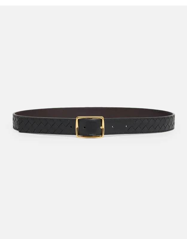 Reverso Intrecciato Calfskin Leather Belt