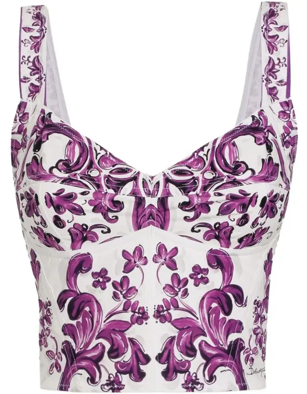 Maiolica Print Bustier Top