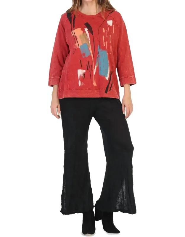 Brush Strokes Mineral Washed French Terry Cotton Top