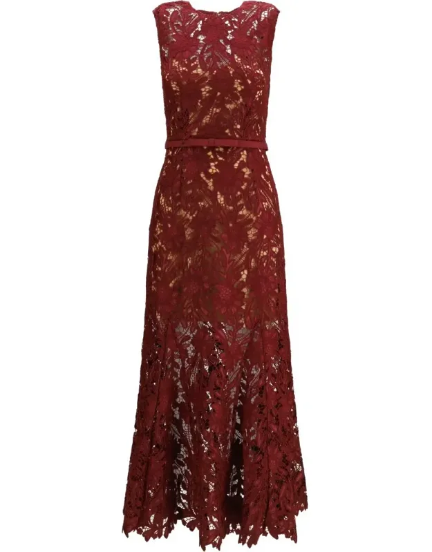 _self-portrait Dress With Guipure Lace And Fit-and-flare Silhouette_