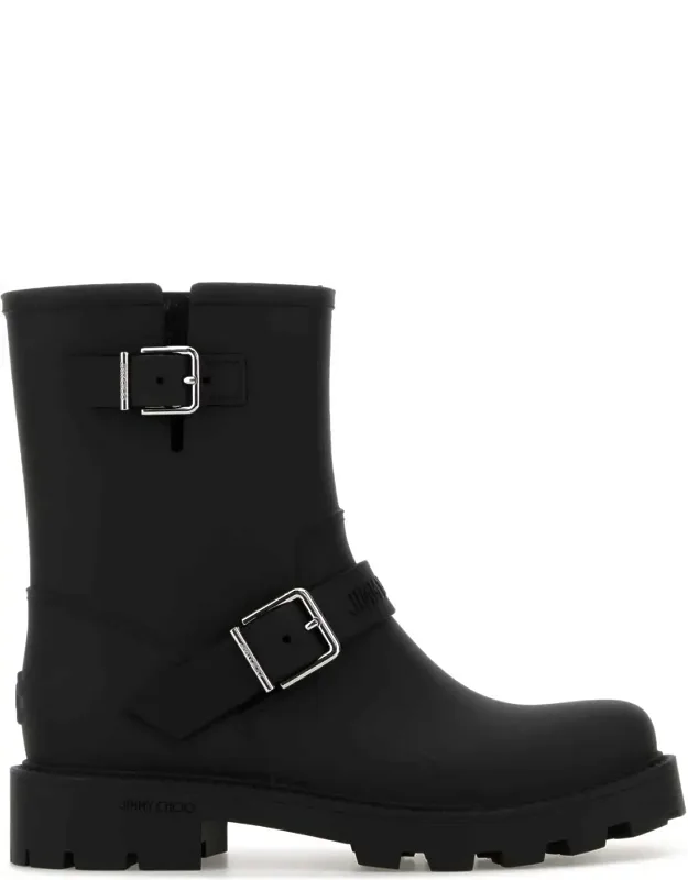 Rubber Biker Rain Ankle Boots