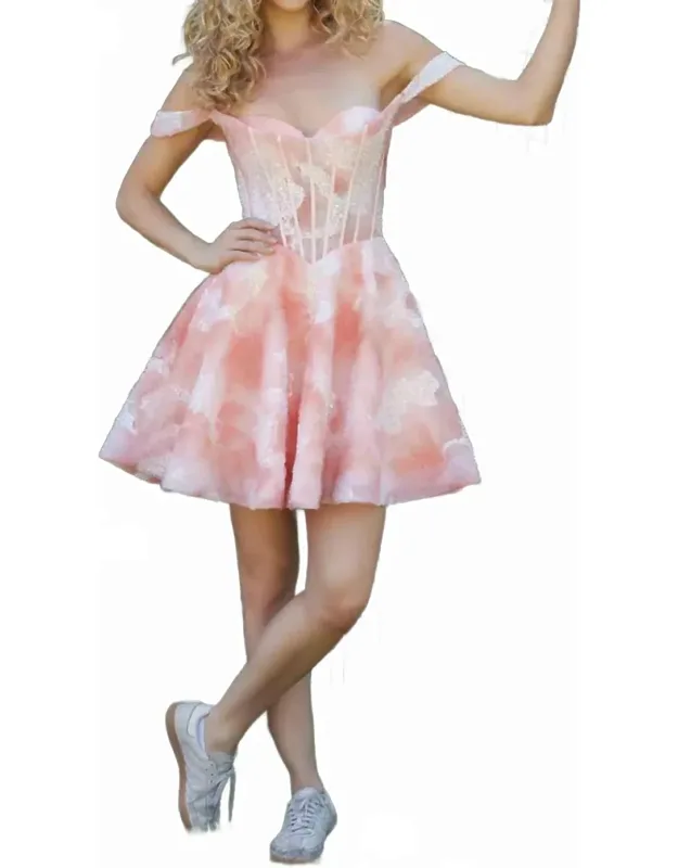 Watercolor-print Homecoming Dress