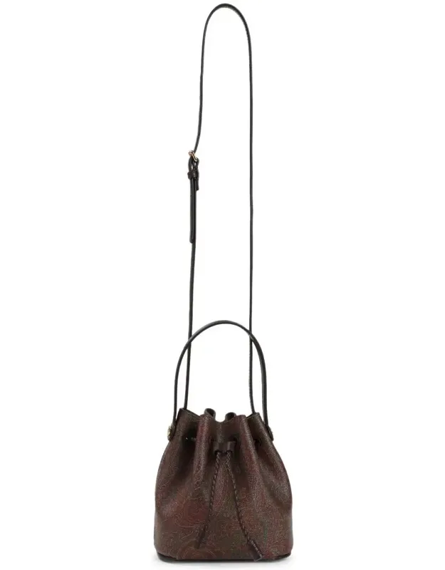 Shoulder Bag Crafted From Signature Canvas, Leather Drawstring Fastening
