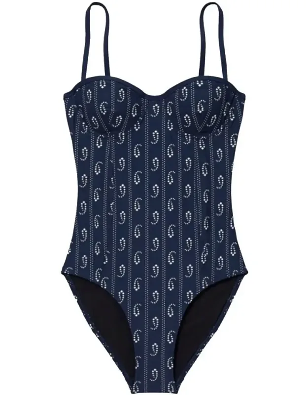 One Piece Swimsuit With "paisley" Print