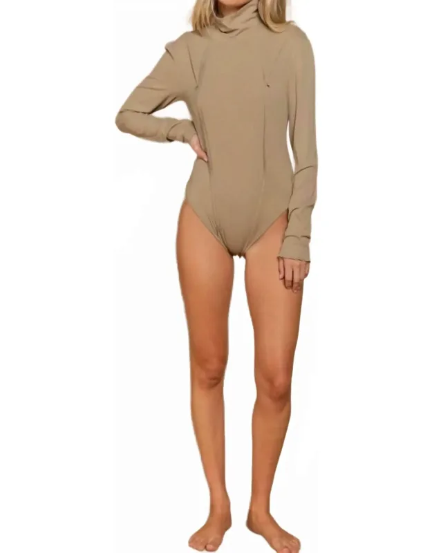 Crotch Snap Button Turtle Neck Ribbed Bodysuit