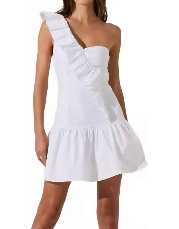 One Shoulder Ruffle Mini Dress