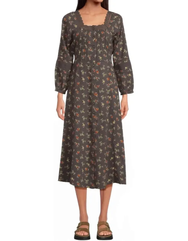 Manzana Square Neck Long Sleeve Dress