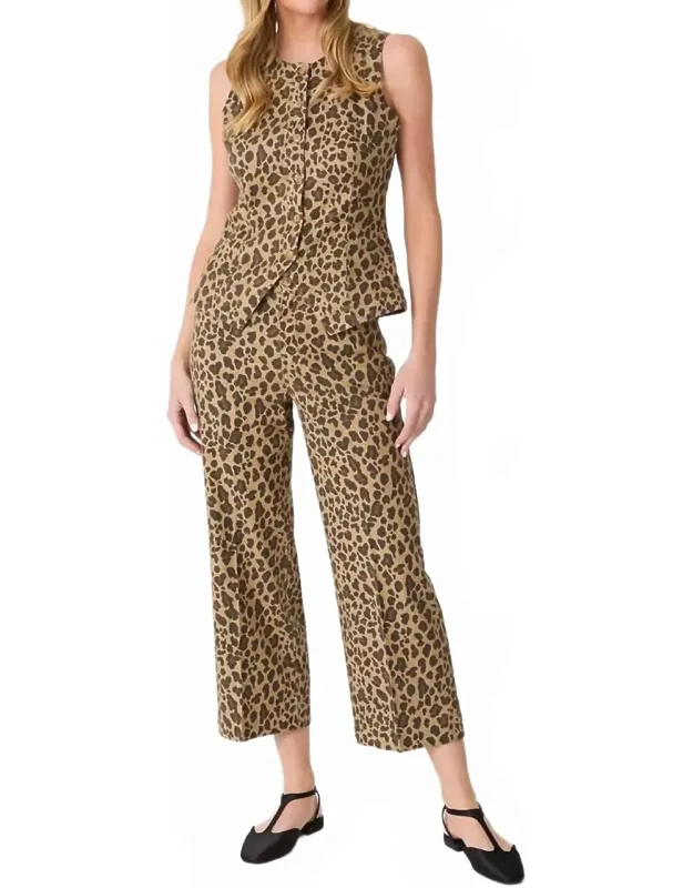 Leopard Print Crop Wide Leg Pants