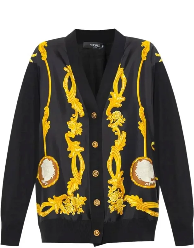 Baroque Printed V-neck Cardigan
