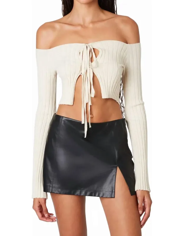 Tie Front Rib Sweater