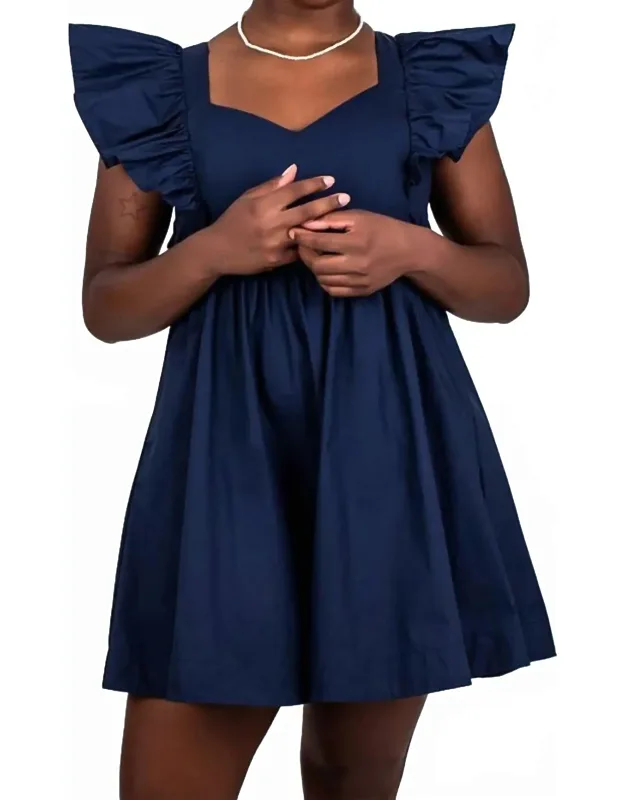 Ruffle Sleeve Tie Back Dress