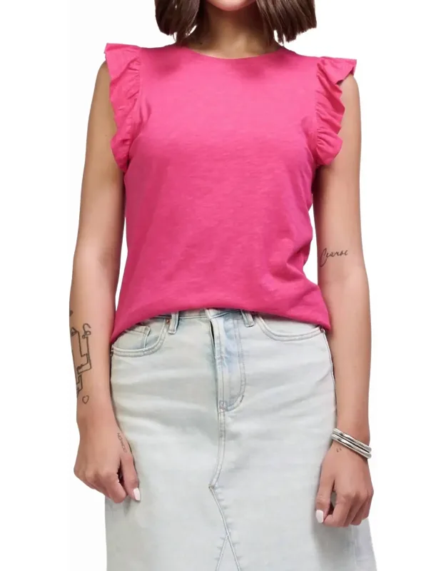 Ruffle Cap Sleeve Top