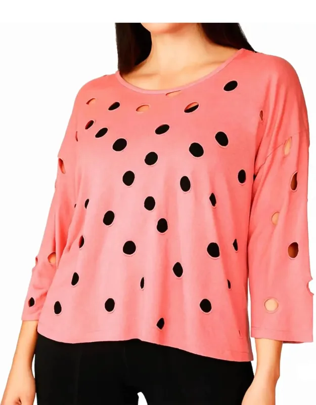Solid Holey Crewneck Top