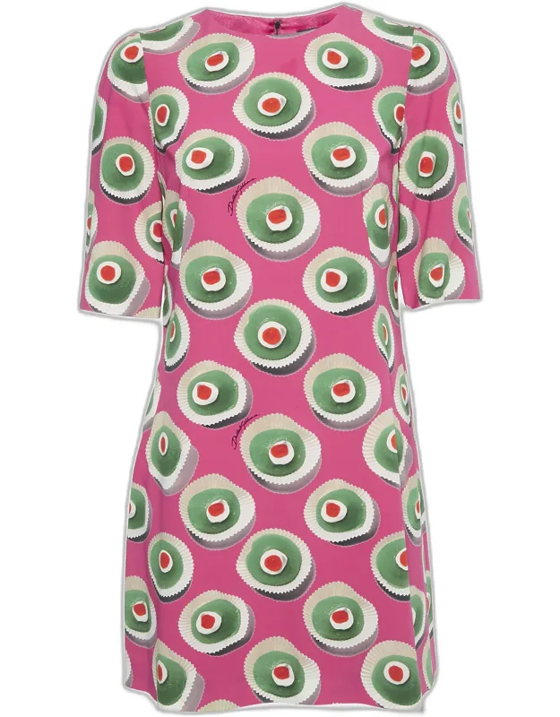 Sicily Cupcake Print Silk Mini Dress