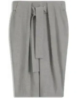 Belted Skirt With Pleat Front