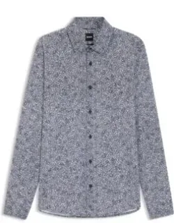 Boss Printed Slim-fit Shirt In A Cotton Blend - Performance-stretch Jersey