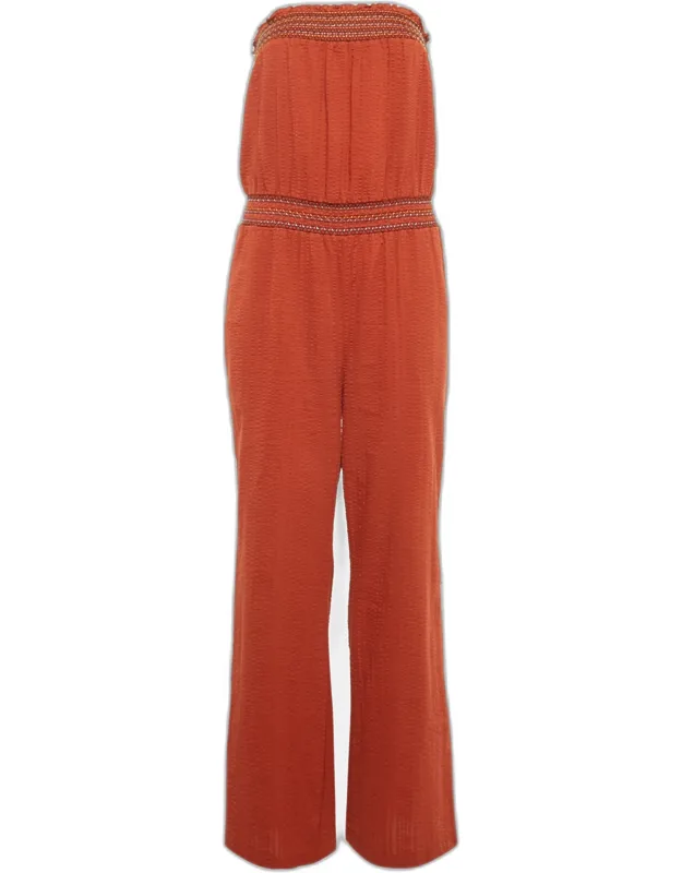 Seersucker Strapless Jumpsuit