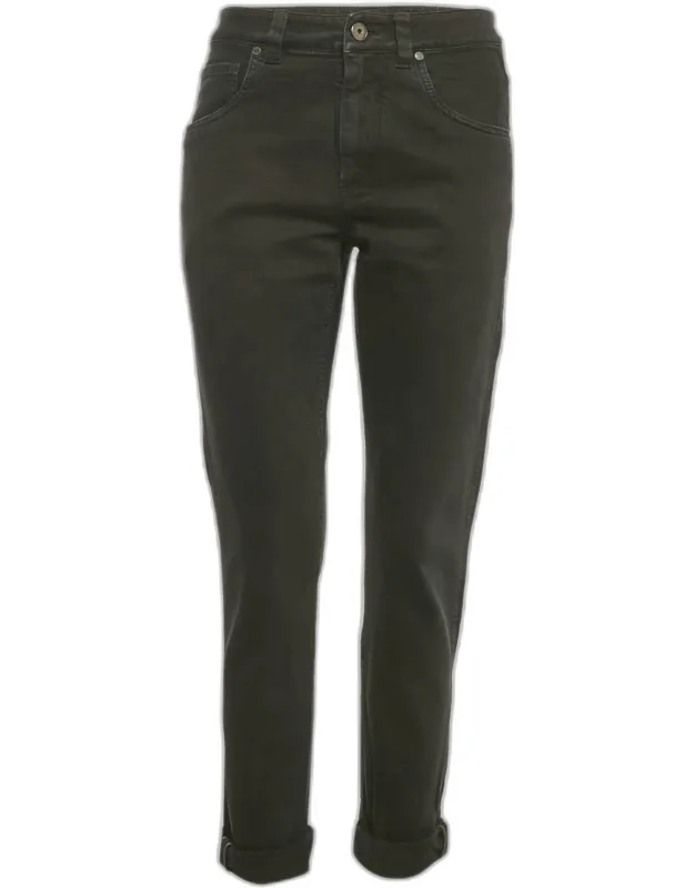Black Denim Straight Leg Mid Rise Jeans