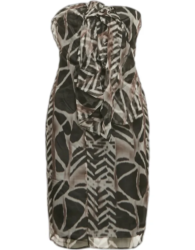 Abstract Print Strapless Mini Dress
