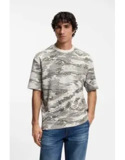 Camouflage-jacquard T-shirt In Cotton