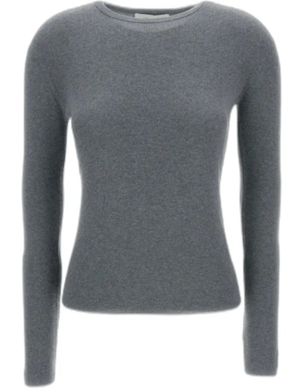 Long Sleeve Sweater Cotton Blend Ribbed Trims