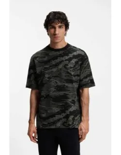 Camouflage-jacquard T-shirt In Cotton