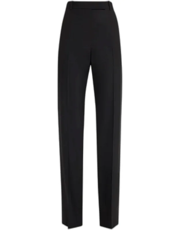 Wool Stretch Straight-leg Trousers