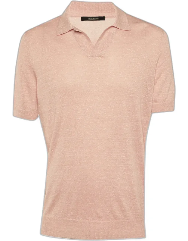 Peach Melange Knit Polo T-shirt