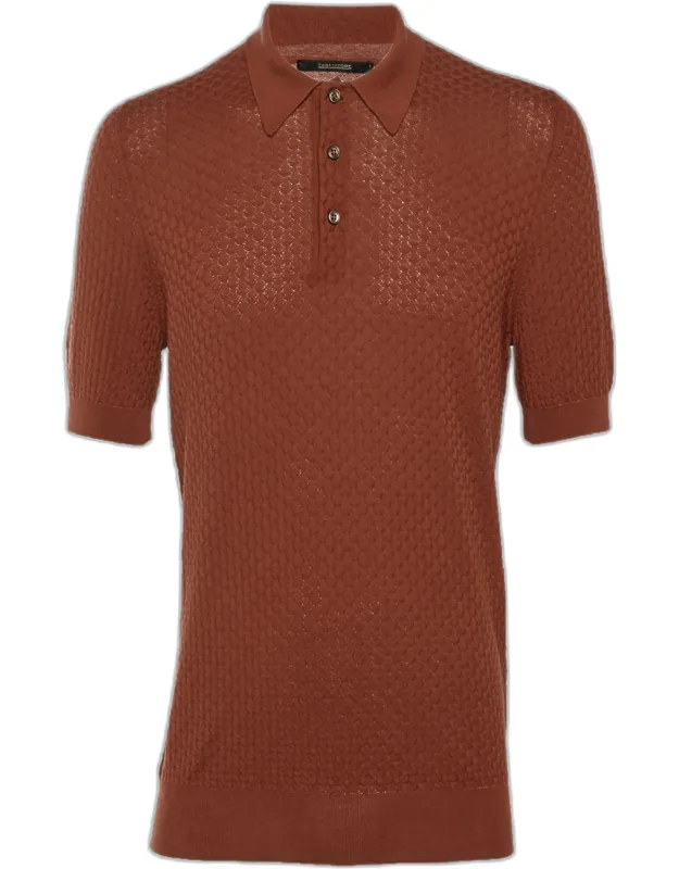 Textured Knit Polo T-shirt