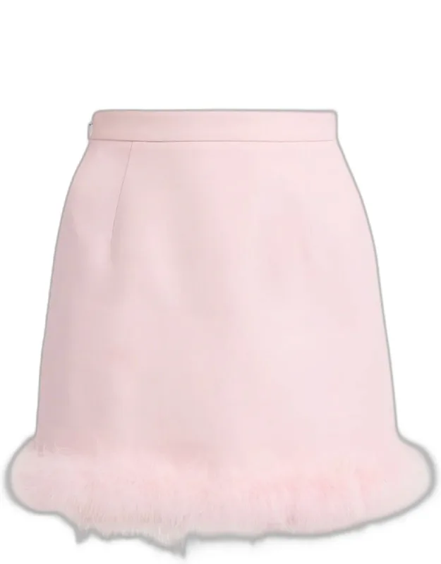 Feather-trim Crepe Couture Mini Skirt