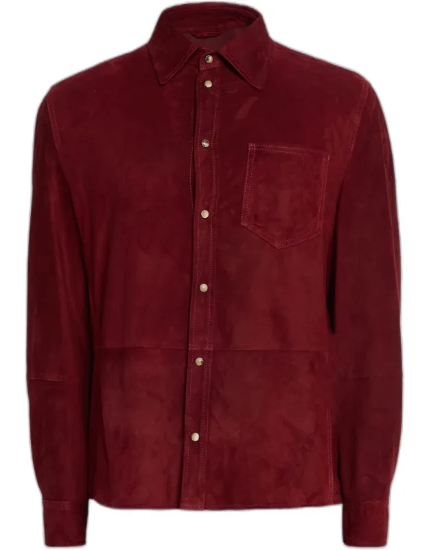 Leather Snap-front Shirt With Pocket