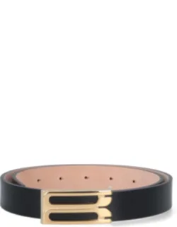 Jumbo Frame Belt With Gold Metal Logo Buckle