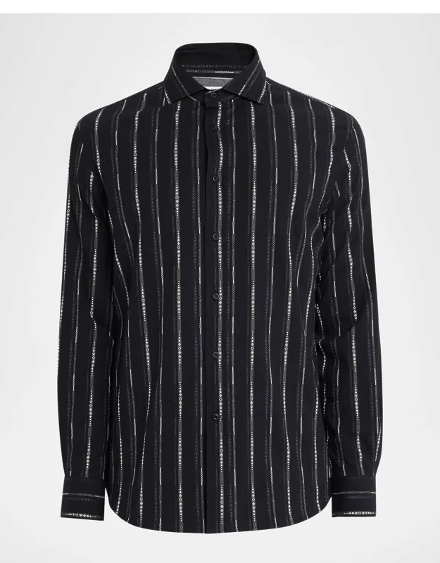 Cotton Geometric Stripe Slim-fit Button-down Shirt
