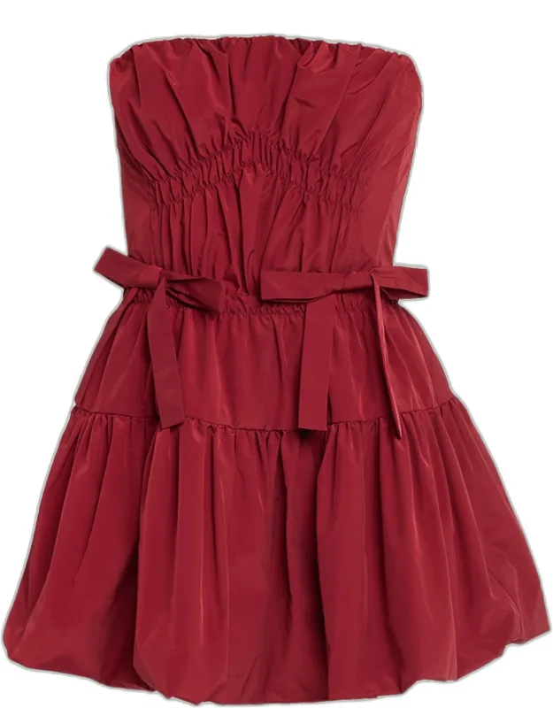 Strapless Taffeta Bow Mini Dress